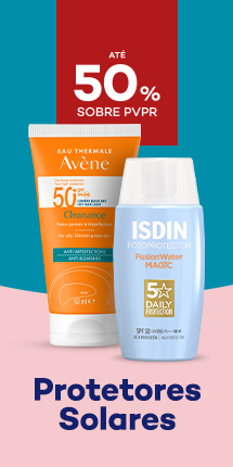 Protetores Solares com destaque promocional de at&eacute; 50% sobre pre&ccedil;o de Venda ao P&uacute;blico Recomendado